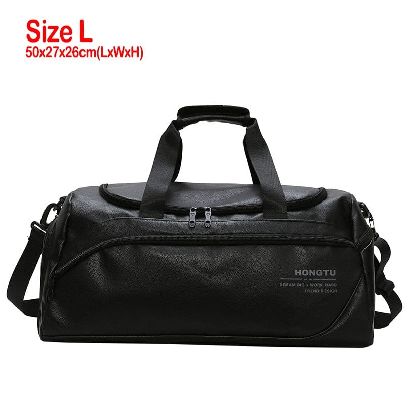 Men Leather Travel Bags Training Large Duffle Independent Shoes Pocket Casual Tote Bag Luggage Overnight Week Handbags XA111ZC