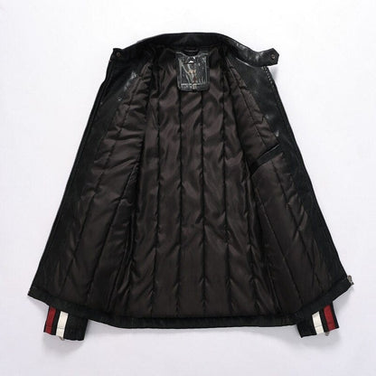 Mens Motorcycle Jacket  Autumn Winter Men New Faux PU Leather Jackets Casual Embroidery Biker Coat Zipper Fleece Male Jacket