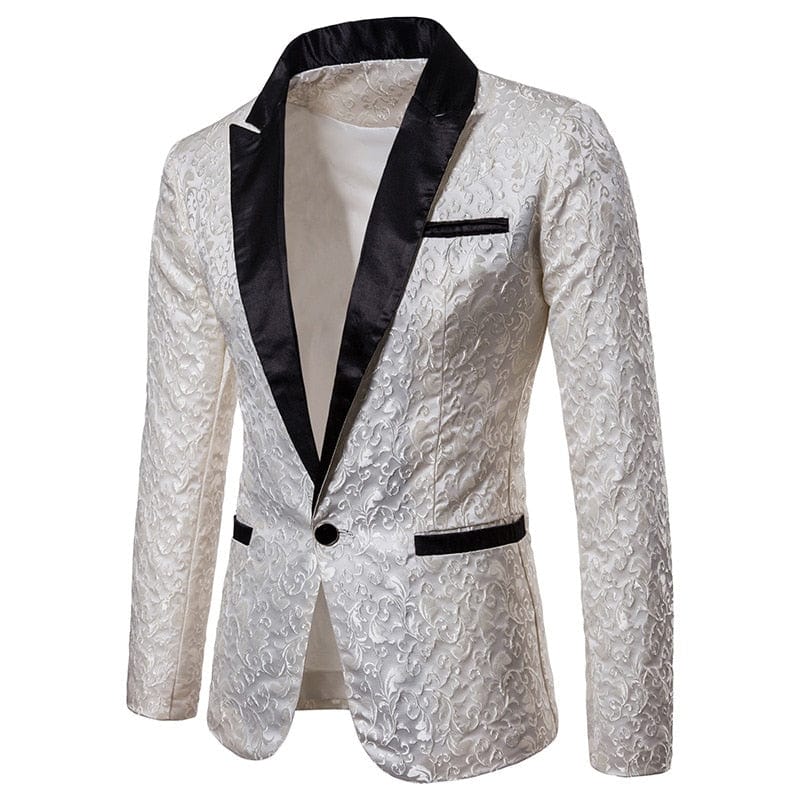 Gold Jacquard Bronzing Floral Blazer Men  Brand New Mens Patchwork One Button Blazer Jacket Party Stage Singer Costume Homme