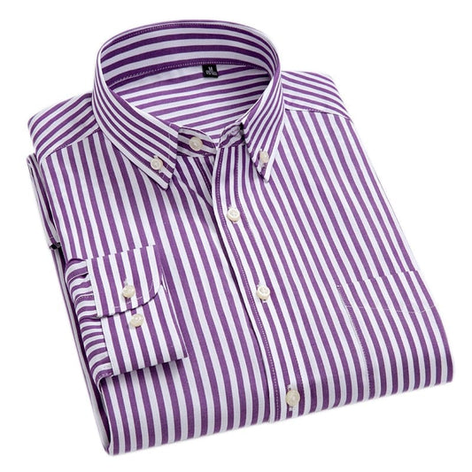 100% bumbac Îmbrăcăminte pentru bărbați de marcă de calitate superioară Cămăși sociale cu dungi Oxford Cămăși pentru bărbați formale de afaceri în stil liber