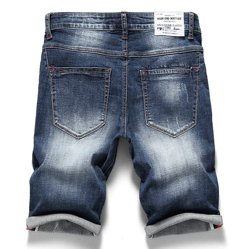 Pantaloni scurti elastici de vară pentru bărbați, pantaloni scurți din denim elastic de înaltă calitate, ocazional, de modă, de marca masculină