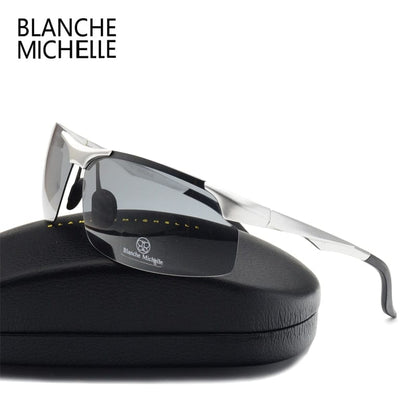Aluminum Magnesium Men Sunglasses Polarized Sports Driving Night Vision Goggles Sunglass Fishing UV400 Rimless Sun Glasses