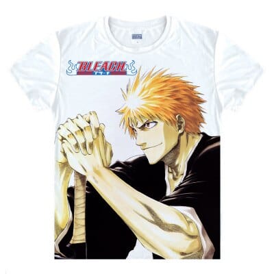 Anime Bleach Cosplay Aizen Sousuke Printed Short-Sleeve T-shirts Kurosaki Ichigo Tees Hitsugaya Toushirou Casual Breathable Tops