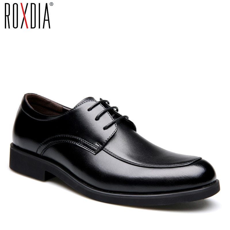 ROXDIA Genuine leather mens dress shoes formal business work male flats men&#39;s oxford shoes RXM063 size 39-44