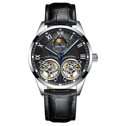 AILANG Original Design men's Double Flywheel Automatic Mechanical Watch Fashion Leisure Business Luxury Clock