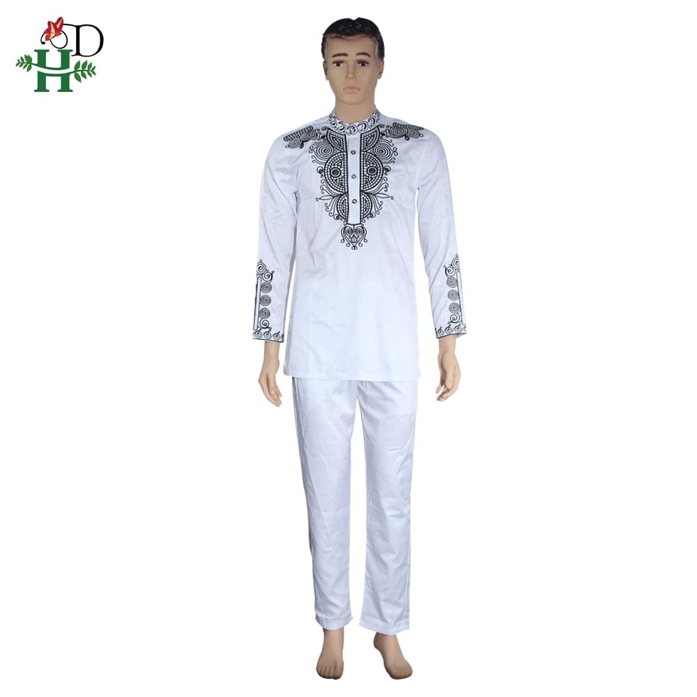 H&amp;D Dashiki Pantaloni de sus pentru bărbați Set de ținute 2 bucăți Haine pentru bărbați africani 2022 Îmbrăcăminte africană bogată pentru bărbați Cămașă Dashiki cu pantaloni