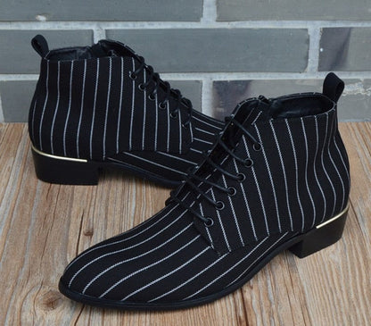 New fashion Striped men Boots Men canvas Shoes Men Ankle Boots autumn Winter Oxford Shoes For Men Boots
