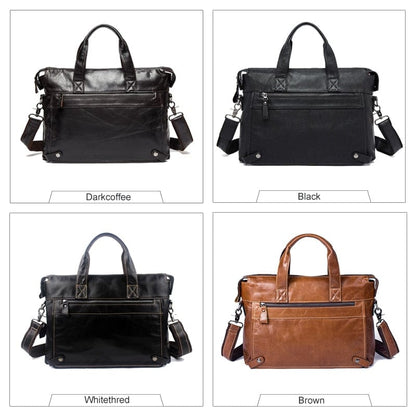 WESTAL Men's Leather Handbags Totes Bags Men Leather Laptop Bags Men's Shoulder Bag Business Briefcases Crossbody Messenger Bag
