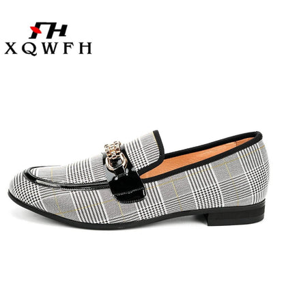 XQWFH Fashion Men's Casual Shoes Handmade Loafers Comfortable Breathable Men Dress Shoes