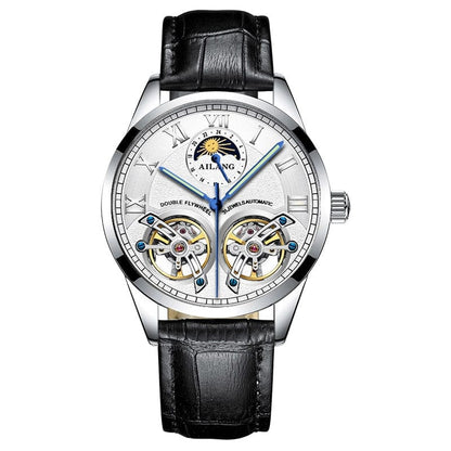 AILANG Original Design men's Double Flywheel Automatic Mechanical Watch Fashion Leisure Business Luxury Clock