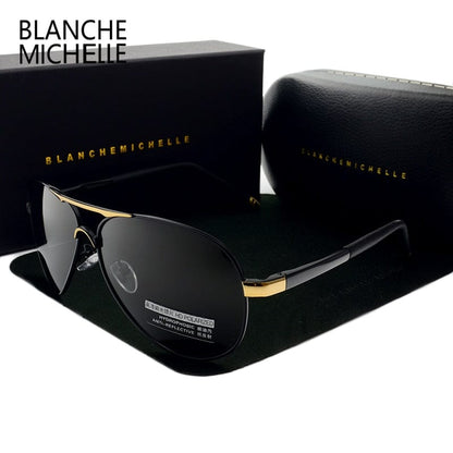 Blanche Michelle  Vintage Pilot Sunglasses Men Polarized Sun Glasses Driving High Quality UV400 Sunglass okulary With Box