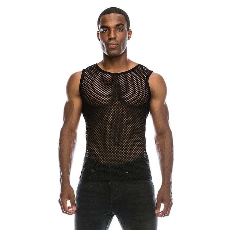 Mens Transparent Sexy Mesh T Shirt 2021 New See Through  Fishnet Long Sleeve Muscle Undershirts Nightclub Party Perform Top Tees