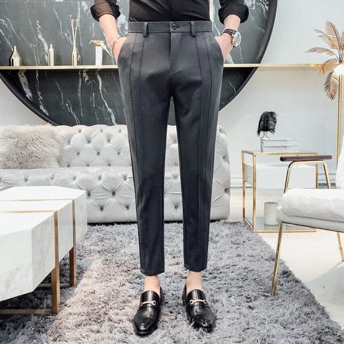 2019 New Fashion Boutique Stretch Suit Pants Men&#39;s Luxury Brand casual pants men&#39;s straight slim Slim pants men&#39;s trousers