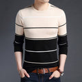 New Fashion Brand Sweater Mens Pullover Striped Slim Fit Jumpers Knitred Woolen Autumn Korean Style Casual Men Clothes