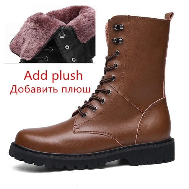 Large Size Motorcycle Boots Men Winter Shoes Warm Waterproof Men Leather Boots Footwear Cowboy Tactical Boots Men Casual Shoes