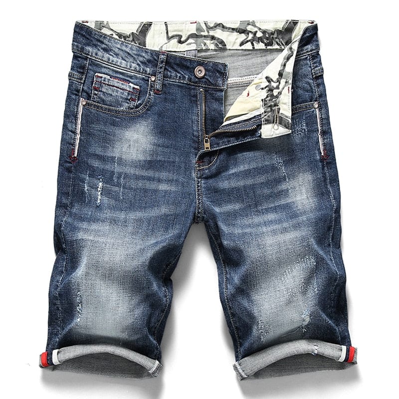 Summer New Men&#39;s Stretch Short Jeans Fashion Casual Slim Fit High Quality Elastic Denim Shorts Male Brand Clothes