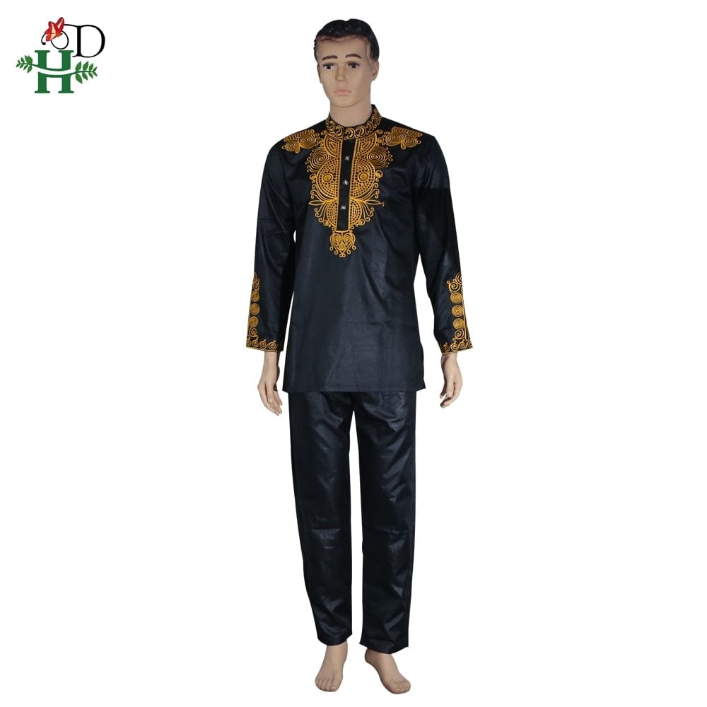 H&amp;D Dashiki Mens Top Pant 2 Pieces Outfit Set African Men Clothes  Riche African Clothing For Men Dashiki Shirt With Trouser