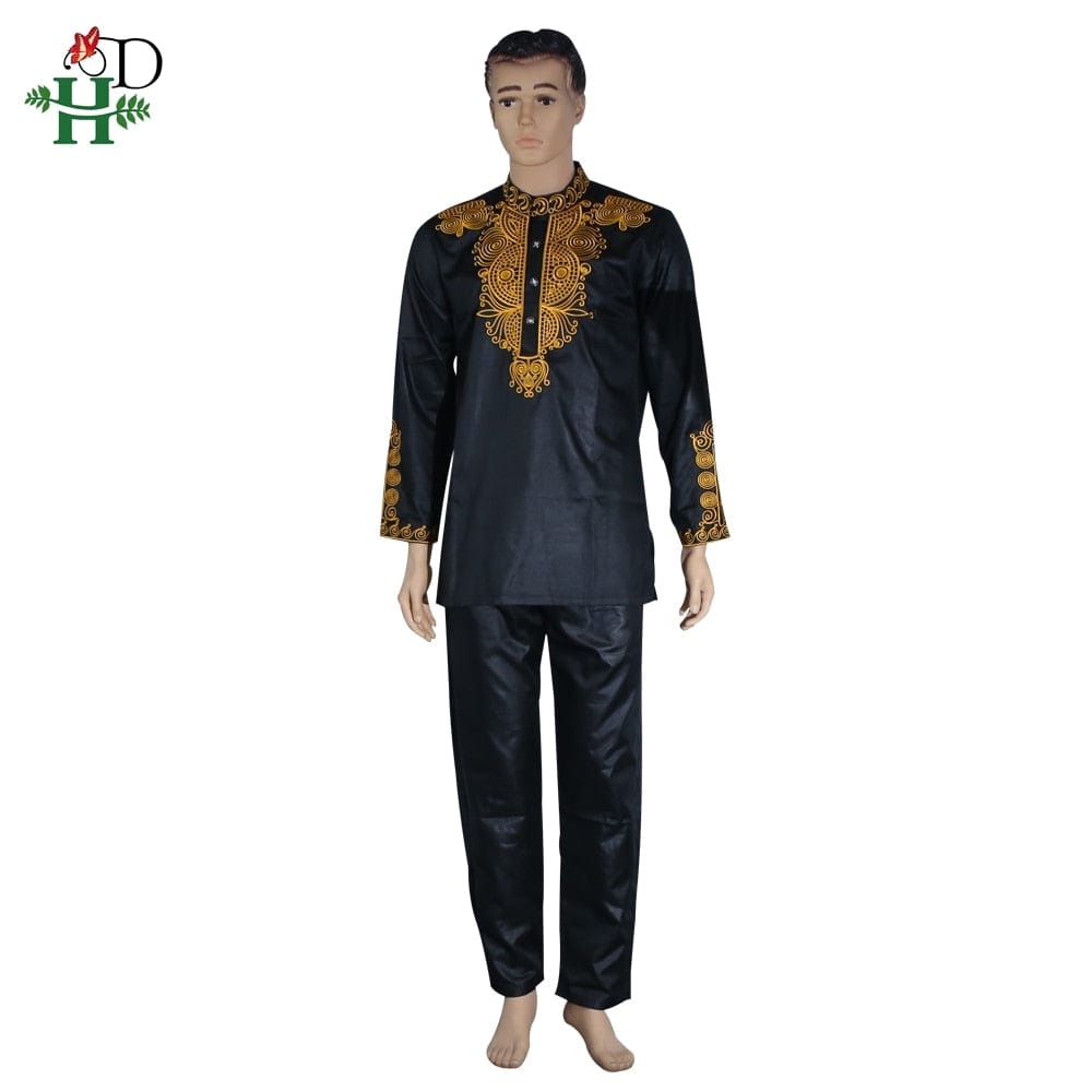 H&amp;D Dashiki Pantaloni de sus pentru bărbați Set de ținute 2 bucăți Haine pentru bărbați africani 2022 Îmbrăcăminte africană bogată pentru bărbați Cămașă Dashiki cu pantaloni