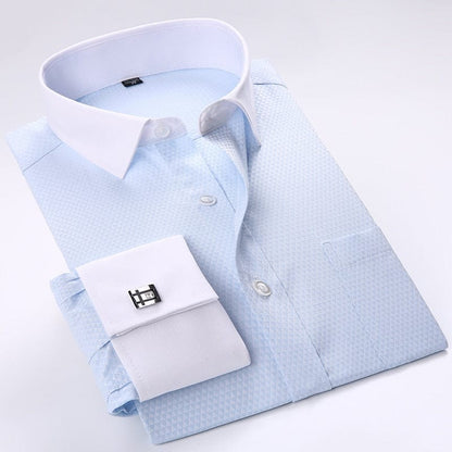 Men French Cufflinks Shirts New Men's Shirts Long Sleeve Tuxedo Male Brand Shirts Slim Fit French Cuff Dress Shirts