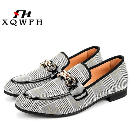 XQWFH Fashion Men's Casual Shoes Handmade Loafers Comfortable Breathable Men Dress Shoes