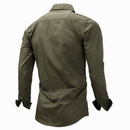 High quality Men's Slim Fit Dress Shirts Masculina Business Male Long Sleeves Army Casual Turn Down Neck Shirt Homme 3XL