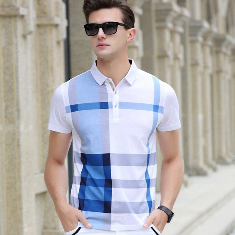 Men Polo Shirt Hot Sale New plaid 2019 Summer Fashion classic casual tops Short Sleeves Famous Brand Cotton Skull High quality