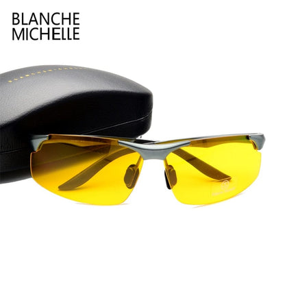 Aluminum Magnesium Men Sunglasses Polarized Sports Driving Night Vision Goggles Sunglass Fishing UV400 Rimless Sun Glasses