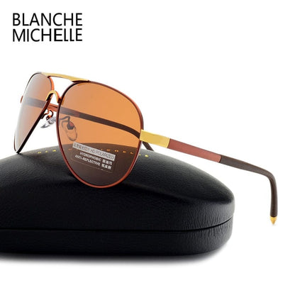 Blanche Michelle  Vintage Pilot Sunglasses Men Polarized Sun Glasses Driving High Quality UV400 Sunglass okulary With Box