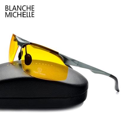 Aluminum Magnesium Men Sunglasses Polarized Sports Driving Night Vision Goggles Sunglass Fishing UV400 Rimless Sun Glasses