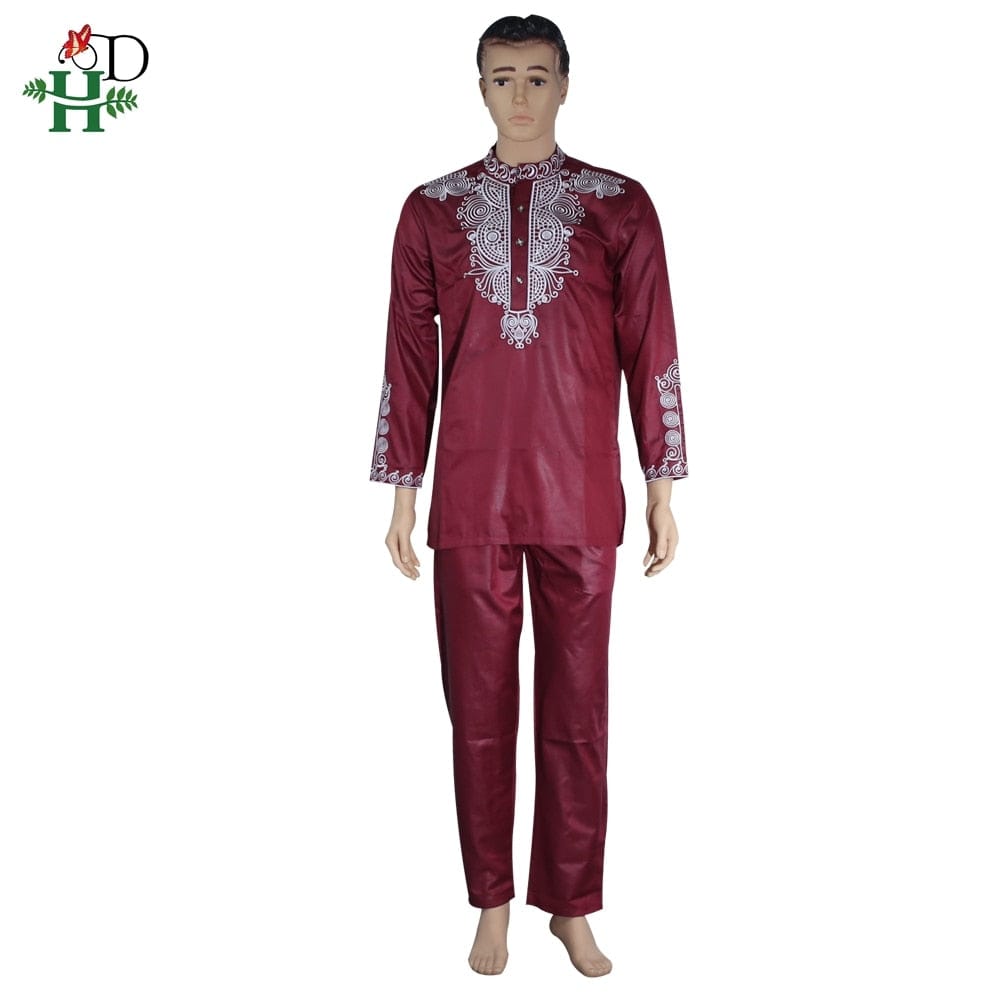 H&amp;D Dashiki Mens Top Pant 2 Pieces Outfit Set African Men Clothes 2022 Riche African Clothing For Men Dashiki Shirt With Trouser