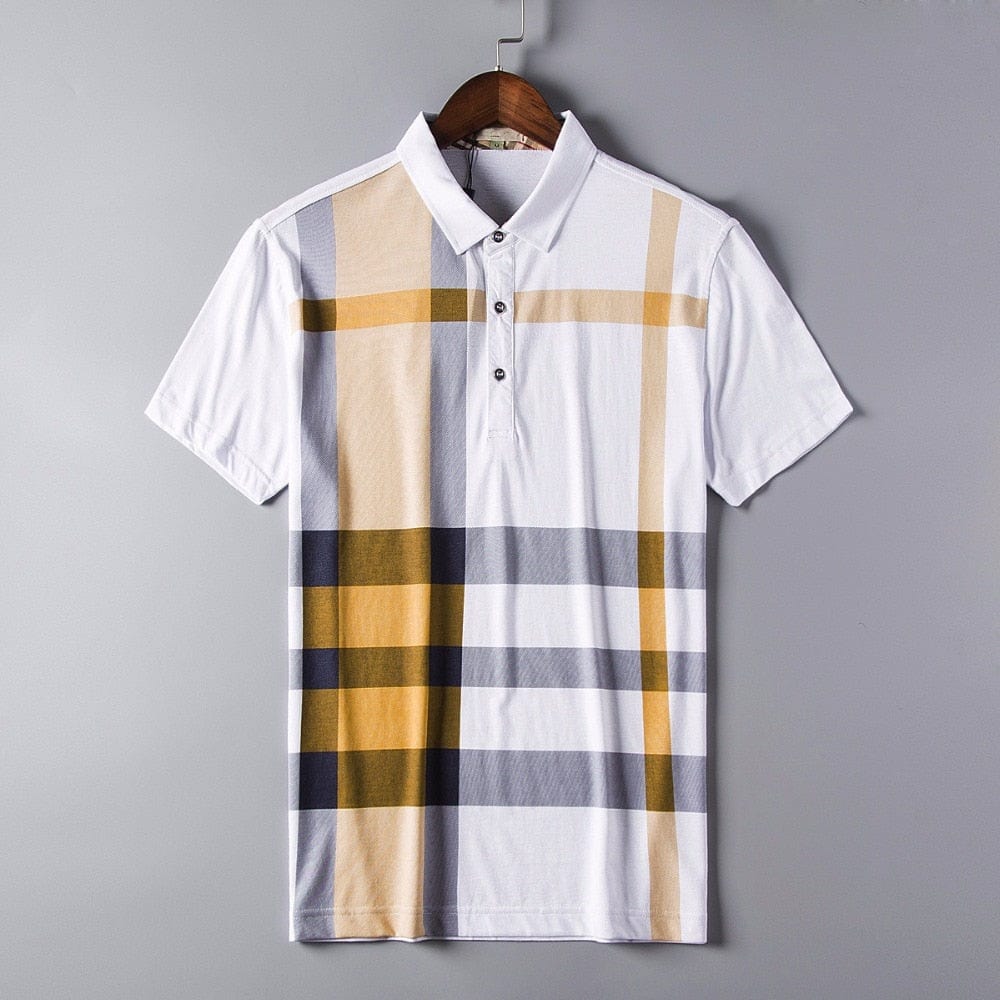 2020 summer polo shirt men's brand clothing cotton short sleeve business casual plaid designer homme camisa breathable plus size