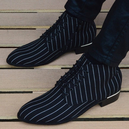 New fashion Striped men Boots Men canvas Shoes Men Ankle Boots autumn Winter Oxford Shoes For Men Boots