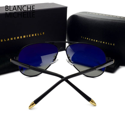 Blanche Michelle  Vintage Pilot Sunglasses Men Polarized Sun Glasses Driving High Quality UV400 Sunglass okulary With Box