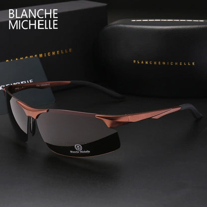 Aluminum Magnesium Men Sunglasses Polarized Sports Driving Night Vision Goggles Sunglass Fishing UV400 Rimless Sun Glasses