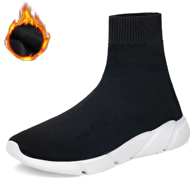 FEOZYZ High Top Running Shoes For Men Women Thermal Winter Shoes Women Men Fur Lining Sport Shoes Chunky Shark Sneakers