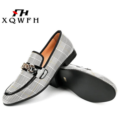 XQWFH Fashion Men's Casual Shoes Handmade Loafers Comfortable Breathable Men Dress Shoes