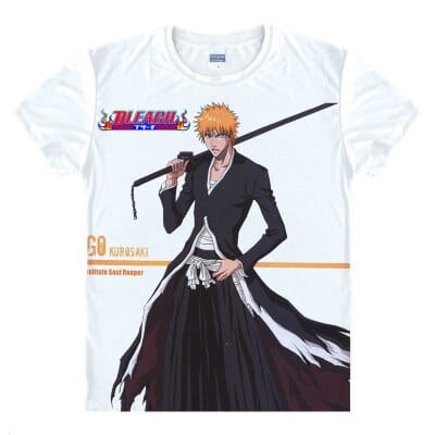 Anime Bleach Cosplay Aizen Sousuke Printed Short-Sleeve T-shirts Kurosaki Ichigo Tees Hitsugaya Toushirou Casual Breathable Tops