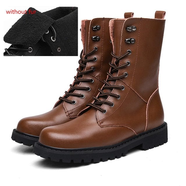 Large Size Motorcycle Boots Men Winter Shoes Warm Waterproof Men Leather Boots Footwear Cowboy Tactical Boots Men Casual Shoes