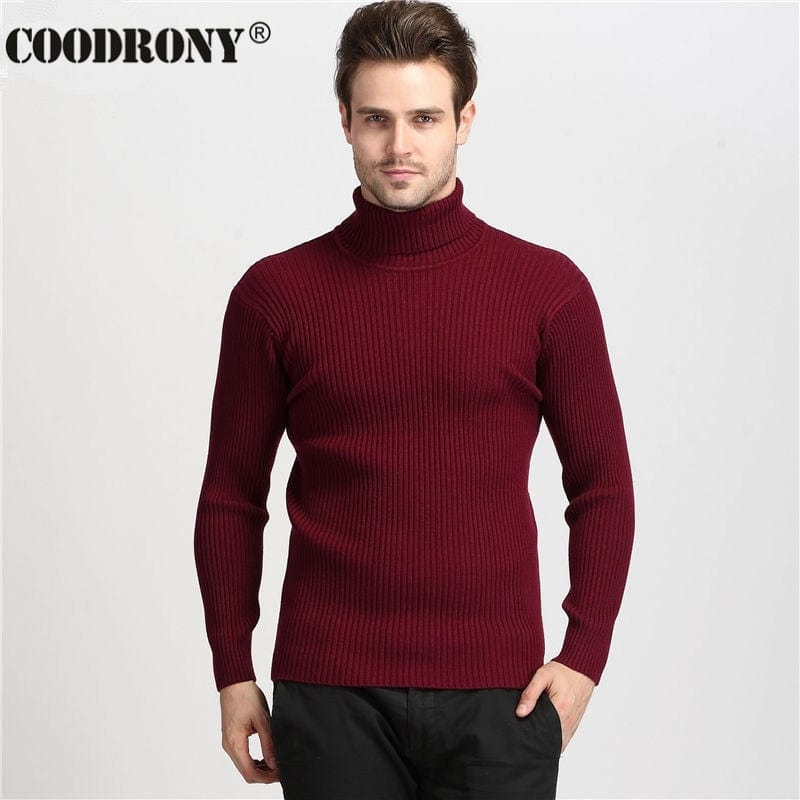 COODRONY Pulover de iarnă gros și cald din cașmir Bărbați cu gât țesut Pulovere pentru bărbați Pulover slim Fit Bărbați Tricoturi clasice de lână Pull Homme