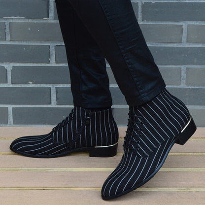 New fashion Striped men Boots Men canvas Shoes Men Ankle Boots autumn Winter Oxford Shoes For Men Boots