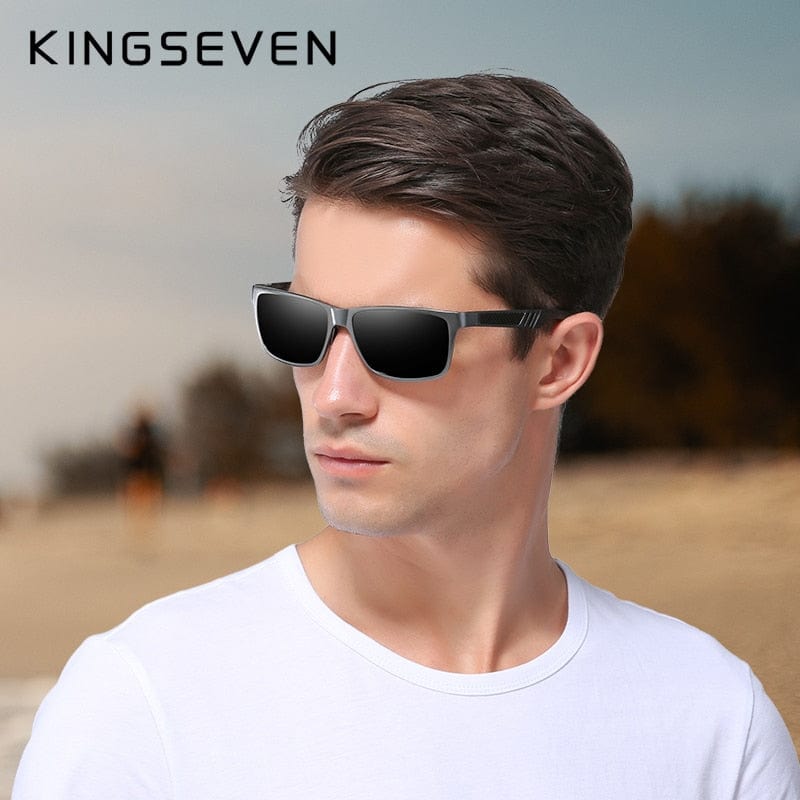 KINGSEVEN Ochelari de soare polarizați pentru bărbați Ochelari de soare din aluminiu și magneziu Ochelari de șofat Nuanțe dreptunghiulare pentru bărbați Oculos masculino masculin