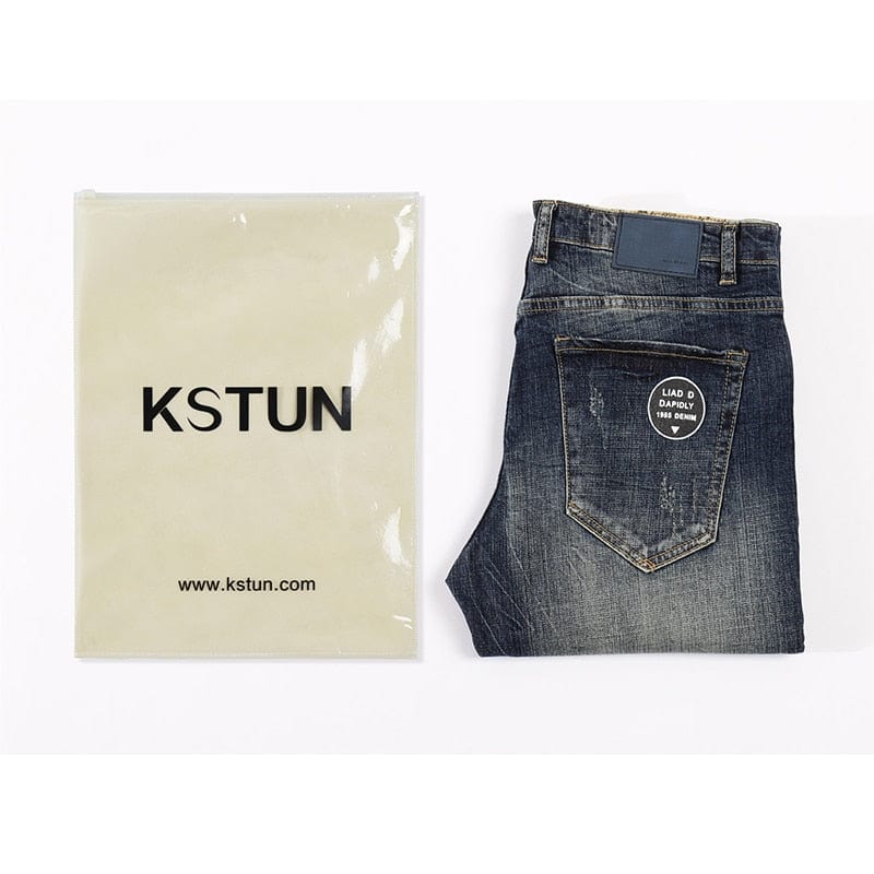 Blugi KSTUN Bărbați Noutăți Toamnă Iarnă Direct Drepți Retro Albastru Stretch Vintage Casaul Streetwear Blugi Moto Biker Mărimea 40