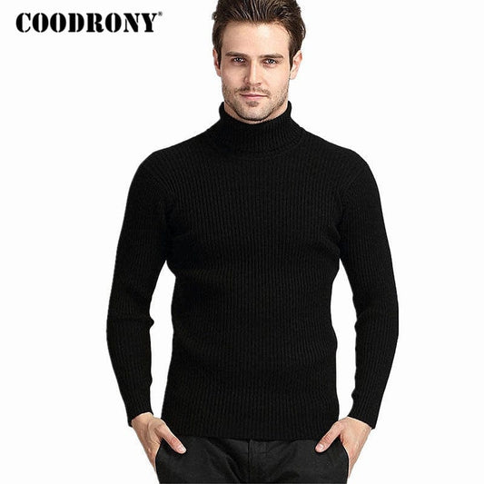 COODRONY Pulover de iarnă gros și cald din cașmir Bărbați cu gât țesut Pulovere pentru bărbați Pulover slim Fit Bărbați Tricoturi clasice de lână Pull Homme