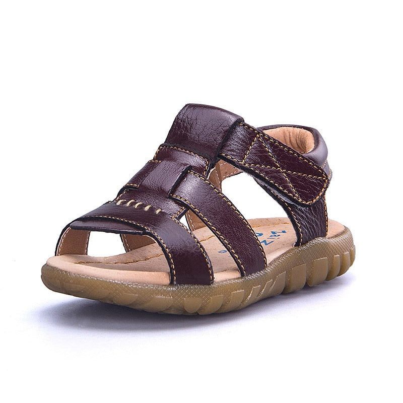 Boys Sandals 2022 Summer Children Shoes Girls Fashion Cut-outs Sandals Genuine Leather Kids Beach Sandals Breathable Flats Shoes