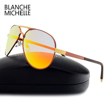 Blanche Michelle  Vintage Pilot Sunglasses Men Polarized Sun Glasses Driving High Quality UV400 Sunglass okulary With Box