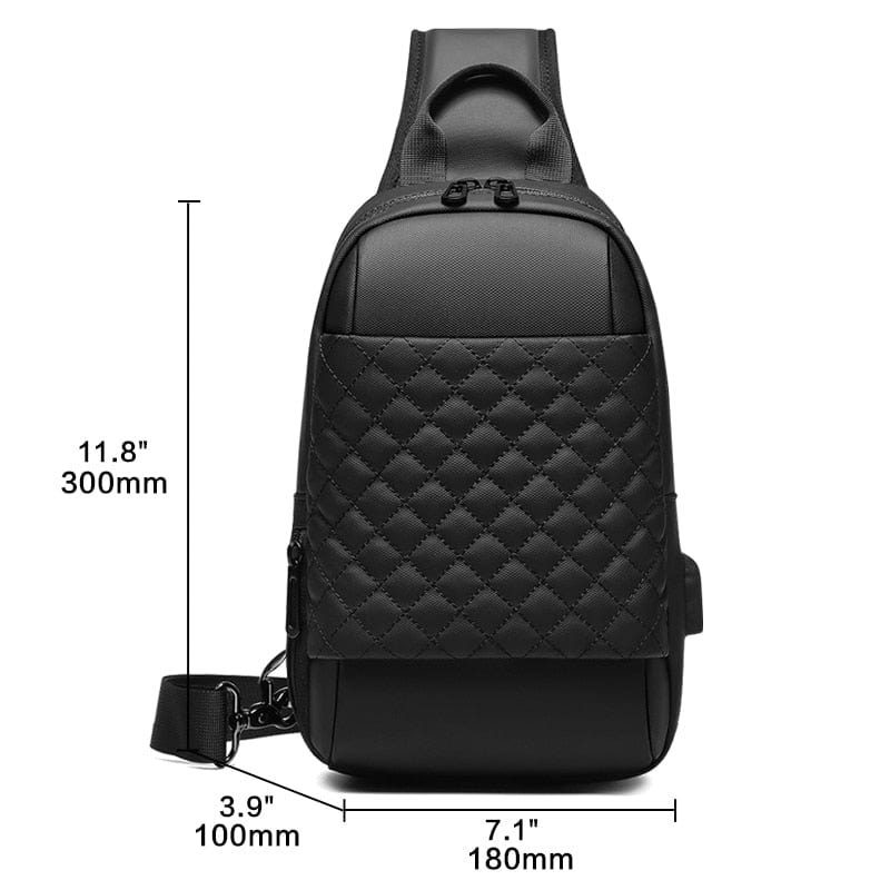 EURCOOL Messenger Bag for Men Black Crossbody Bags men for 7.9&quot; iPad Waterproof Shoulder Bag USB Charging Chest Pack n1903