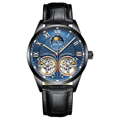 AILANG Original Design men's Double Flywheel Automatic Mechanical Watch Fashion Leisure Business Luxury Clock