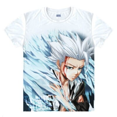 Anime Bleach Cosplay Aizen Sousuke Printed Short-Sleeve T-shirts Kurosaki Ichigo Tees Hitsugaya Toushirou Casual Breathable Tops