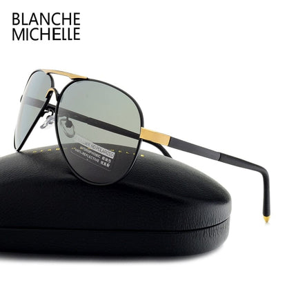 Blanche Michelle  Vintage Pilot Sunglasses Men Polarized Sun Glasses Driving High Quality UV400 Sunglass okulary With Box