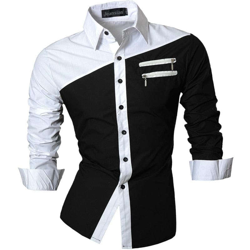 Jeansian Men Casual Dress Shirts Fashion Stylish Long Sleeve Slim